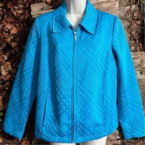 Erin London Vintage Women's Aqua Blue Zip-Up Jacket Size M Casual Long Sleeve